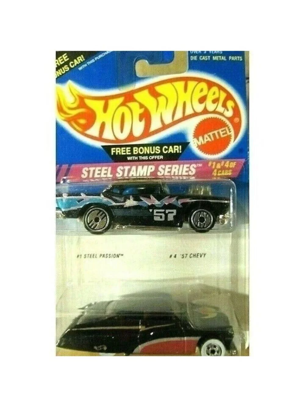 Vintage Hot Wheels Die Cast 1994 Steel Stamp Series 1 STEEL PASSION /4 '57 CHEVY